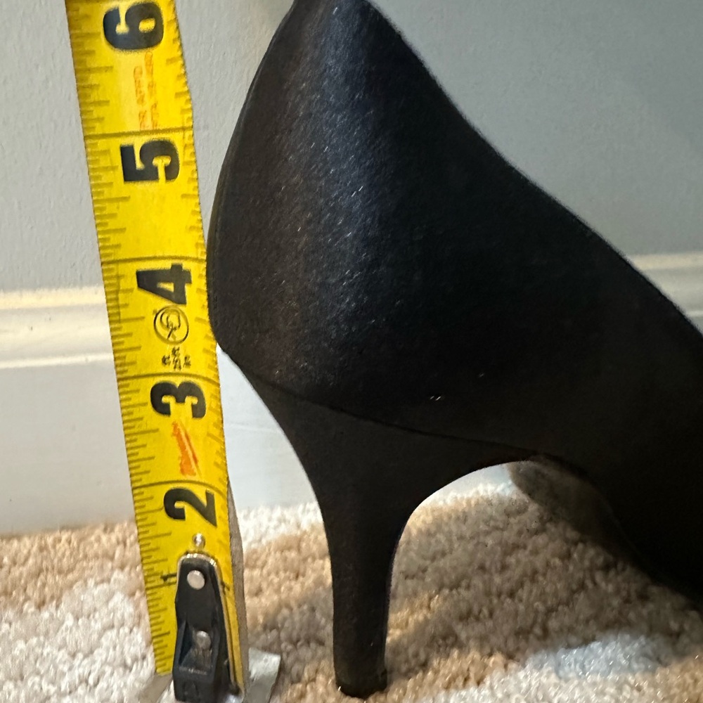 Touch of Nina Black Satin Peep-Toe Heels - Picture 5 of 5
